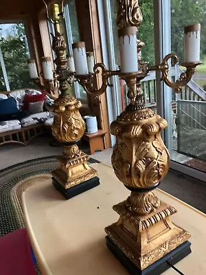 Vintage Lamps Continental Art Co. Chalkware Plaster Italian Molds Table Lamps La • $250