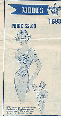 1950s Vintage Sewing Pattern B34 DRESS (R787) By 'Modes Royale' • $26.10