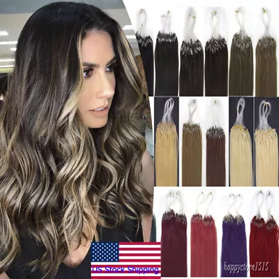 Micro Ring Link Micro Beads Loop Tip Hair Extensions 100% Real Remy Human Hair • $24