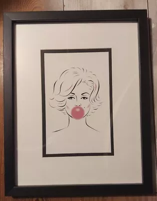 Marilyn Monroe Blowing Bubble Gum Pink Print Wall Art Room Decor 15 X 12  Framed • $28