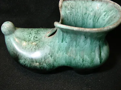 Vintage Jester Styled Aqua-green & Black Hand Painted Pottery Mini Elf Shoe • $4.99