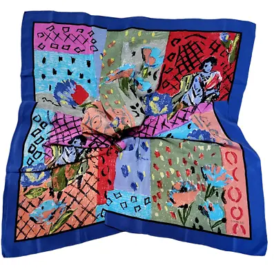 Codello Abstract Paint Silk Shawl Scarf  32  X 31  • $19.99