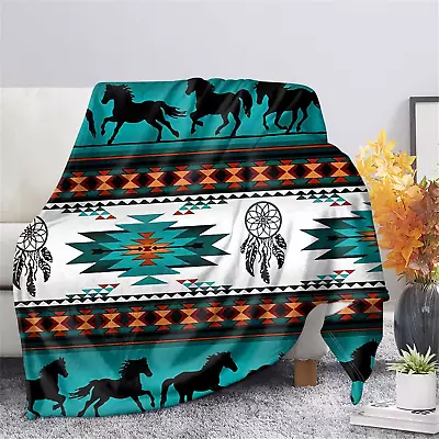 CLOHOMIN Southwest Native American Flannel Microfiber Throw Blanket Indian Trib • $30.97