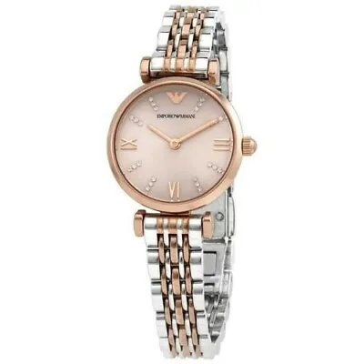 Emporio Armani Gianni T-bar Silver/ Rose Gold Womens Ladies Quartz Watch Ar11223 • $188