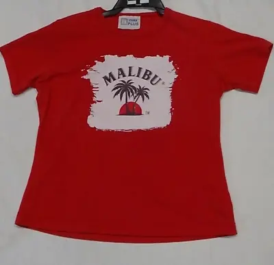 Malibu Rum Shirt Red Small Womens Belly Shirt Top Vintage Caribbean Coconut Rare • $9