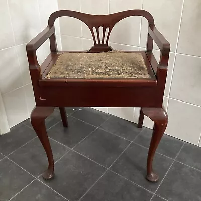 Piano Hallway Stool Mahogany Beautiful Shaped Back/arms Georgian Cabriole Legs • £160