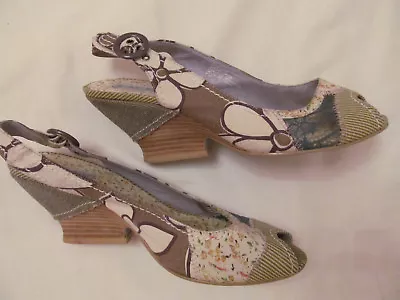 BOBBI BLU SPARKLER Peep Toe Kawaii Patchwork Slingback Vegan Shoes 8 Worn Once  • £27