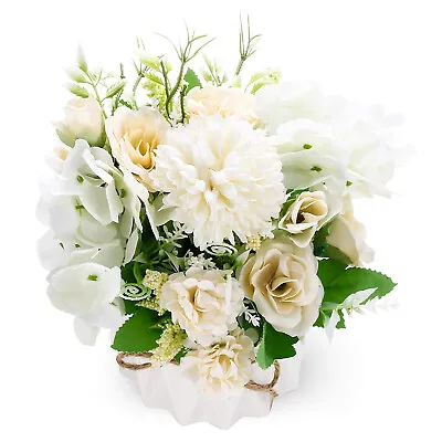£13.32 • Buy Home Party Flowers Arrangement Artificial Flowers With Vase Hydrangea Silk White