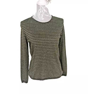 Craglands Of Grasmere Women's Jumper Top Size M Green Stripy 100% Merino Wool • £28.99