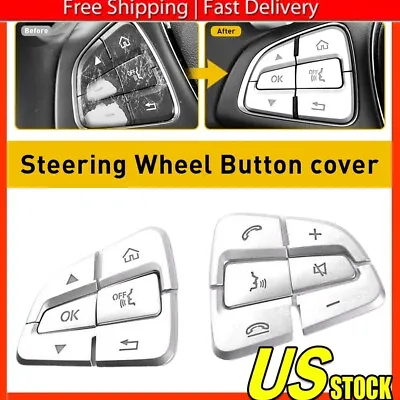 Chrome Steering Wheel Button Sticker Covers Fits Mercedes Benz GLC C Class W205 • $13.29