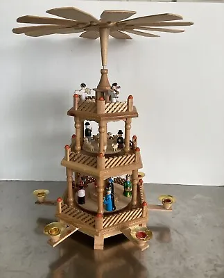 $33.50 • Buy Wood German Style Christmas Windmill Carousel Pyramid Nativity AS IS Read Desc