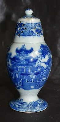 £60 • Buy Antique Blue & White Pearlware Chinoiserie Pattern Pepper Pot Or Pepperette