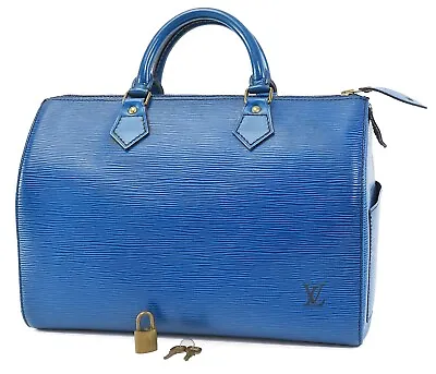 Auth LOUIS VUITTON Speedy 30 Blue Epi Leather Boston Hand Bag Purse #53208 • $377.10