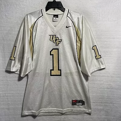 Nike NCAA UCF Football Jersey # 1 Mens Small Short Sleeve V Neck White Pullover • $11.59