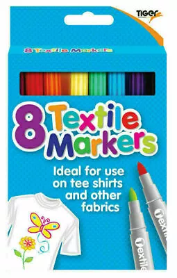 8x Textile Fabric T-Shirt Coloured Bright Non Toxic Bullet Marker Pens 301810 • £4.65