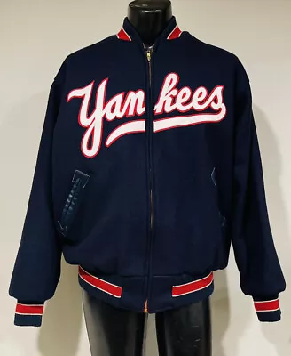 Authentic NY Yankees Mitchell & Ness Cooperstown Wool Fur Lining Jacket Mens XL • $499.99