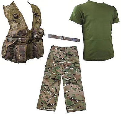 Kids Pack 6 HMTC MTP MultiCam Pants Action Army PLCE Vest  Olive T-shirt BELT • $86.46