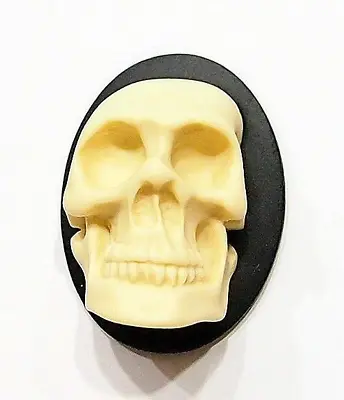 4 Of 40x30mm Cream Over Black Huge 3-D Skull Head Gothic Steampunk Zombie  • $3