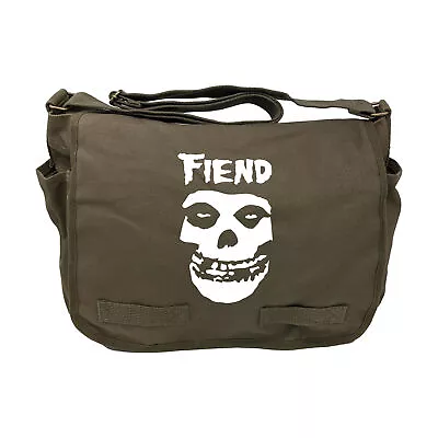 Olive Drab Cotton Canvas Military Messenger Bag Misfit Fiend Skull • $49.95