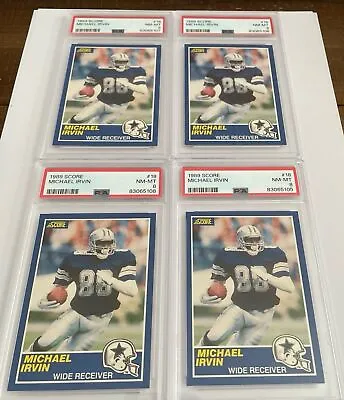 Michael Irvin 1989 Score #18 Rookie Cards - PSA 8 LOT Of 4 • $79.99