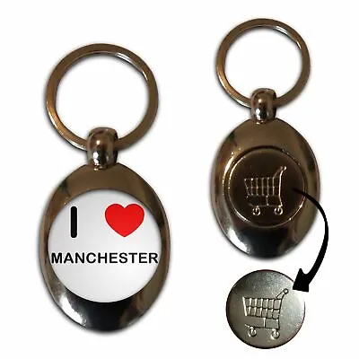 I Love Manchester - £1/€1 Shopping Trolley Coin Key Ring New • £4.99