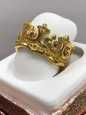 Men's Handmade King Royal Crown Solid Rings 14k GOLD Steel Retro Ring Size 6-13 • $24