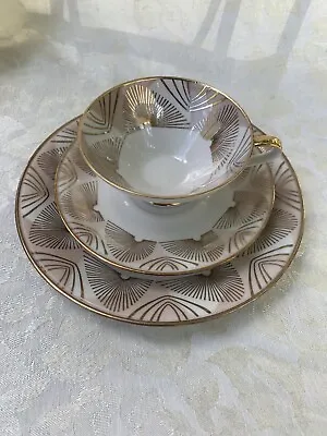 $29.99 • Buy Elfenbein Porzellan Bavaria Bone China Trio Footed Tea Cup Saucer Gold Art Deco