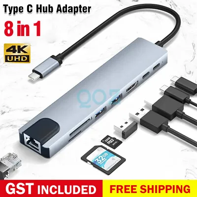$26.90 • Buy 8in1 USB-C Type C HD Output 4K HDMI Usb 3.0 HUB Adapter For MacBook IPad Pro NEW