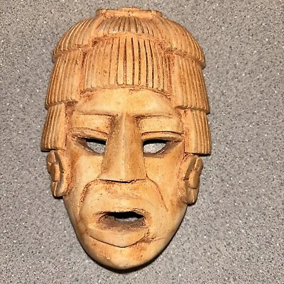 Small Clay Aztec Mayan Mexican Face Mask Wall Hanging Terracotta Art • $19.30