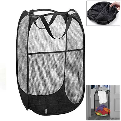 Collapsible Laundry Hamper Large MeshPop Up Laundry Cart Clothes Basket • $7.12