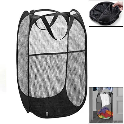Large Foldable Laundry Storage Hamper Clothes Basket Mesh Laundry Washing Bag • $7.12