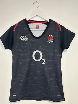 England Rugby Union Canterbury Women’s Short Sleeve Black Away Shirt Size 12 • £18.95