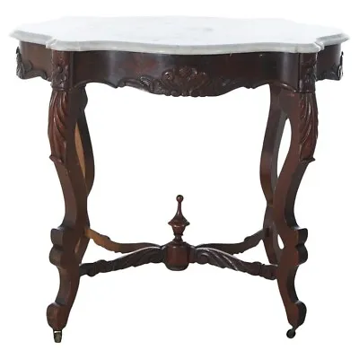 Antique Victorian Rosewood & Marble Turtle Top Parlor Table C1890 • $1160