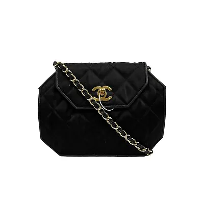 Chanel Vintage  90's Quilted Octagon CC Shoulder Black  Excellent Handbag • $1399