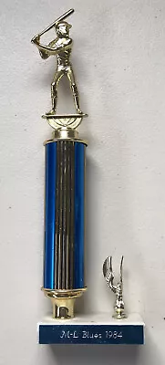 Vintage 13.5” Baseball Trophy Marble Base Metal Figure • $15.99