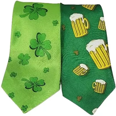 St Patricks Day Tie Shamrocks Beer Four Leaf Clover Office Party Parade Irish • $17.99