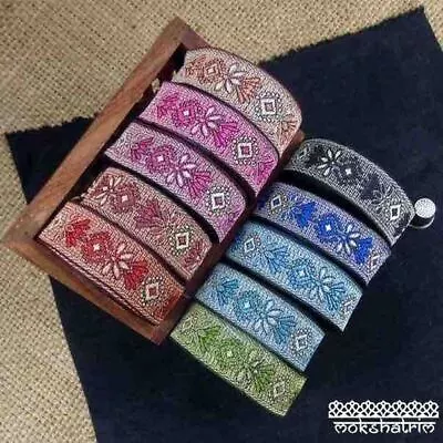 £2.10 • Buy Indian Ethnic Flower Floral Diamond Gold Metallic Jacquard Ribbon MA1932
