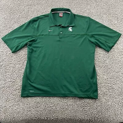 Vintage 90s Michigan State Spartans Nike Shirt Men XL Dri Fit Athletic Polo Logo • $21.24