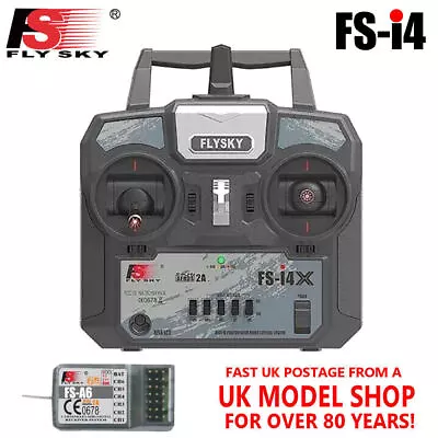 FLYSKY FS-i4X Radio Control RC Stick Transmitter Receiver 6 Channel W FS-A6 RX • £21.99