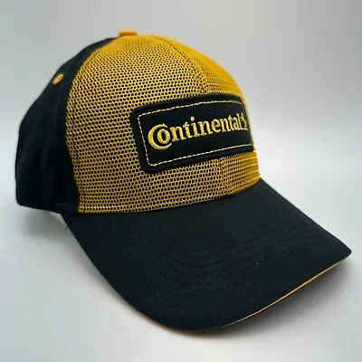 Continental Hat Cap Mesh Yellow Black Strap Back Tire Racing Car Motorcycle MTB • $8.98