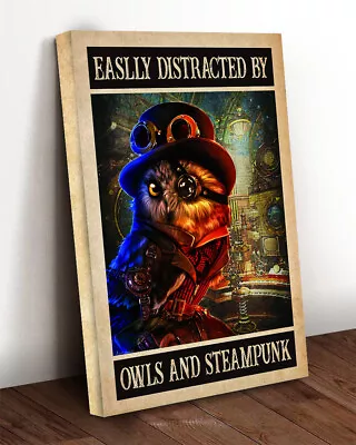 Owl Easily Distracted By Owls And Steampunk Animals Steampunk Canvas • $67.30