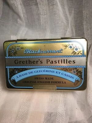 $8 • Buy Vintage GRETHER’s  PASTILLES Black Currant Hinged Candy Tin EMPTY TIN
