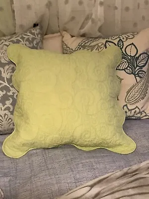 Matelasse - Gorgeous Scalloped Chartreuse Green Tie Throw Pillow Cover Cotton • $14.99