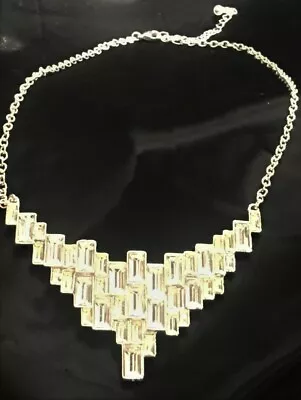 Sparkling Ice Clear Rhinestone Baguette Choker Necklace Wedding Bridal Prom Box • $8.99