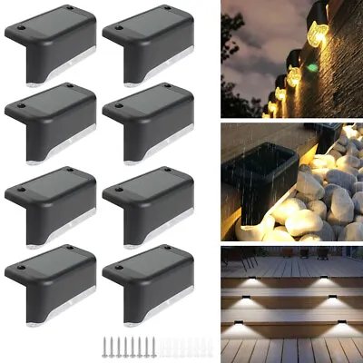 £8.99 • Buy 4/8 Waterproof Solar Led Path Deck Lights Garden Patio Pathway Stairs Fence Lamp