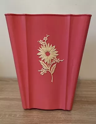 Vintage Mid Century Pink Schwarz Bros Plastic Waste Basket Trash Can USA 10.5” • $25