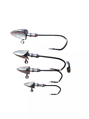 50 Dart/Shad Unpainted Lead Jig Heads With Sickle Hook 1/8 1/4 3/8 1/2 (Fishing) • $10.49