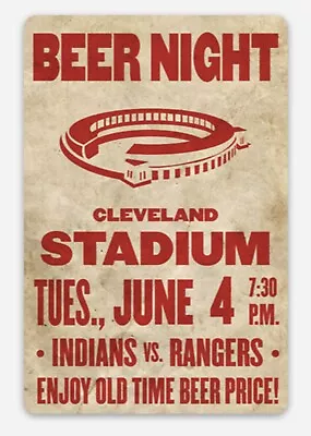 Cleveland Indians Diecut Sticker Vintage 10 Cent Beer Night Municipal Stadium • $5.25