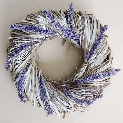 35cm Purple Lavender & Straw Traditional Cotswolds Cottage Door Wreath • £10