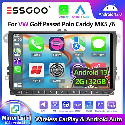 9  For VW GOLF 5 Passat Polo Carplay Car Radio Android 13 2+32G GPS Head Unit FM • $162.99